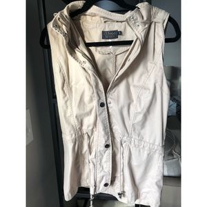 Khaki Safari Style Vest with Hood